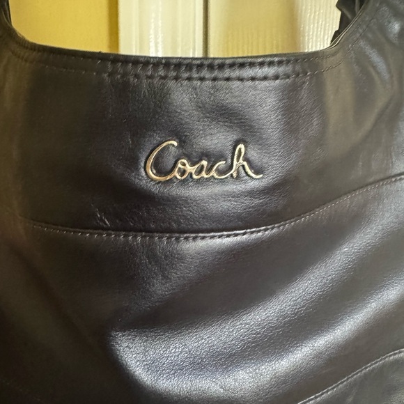 Coach F17116 Navy Blue Saddle Leather Shoulder Bag - Picture 2 of 4